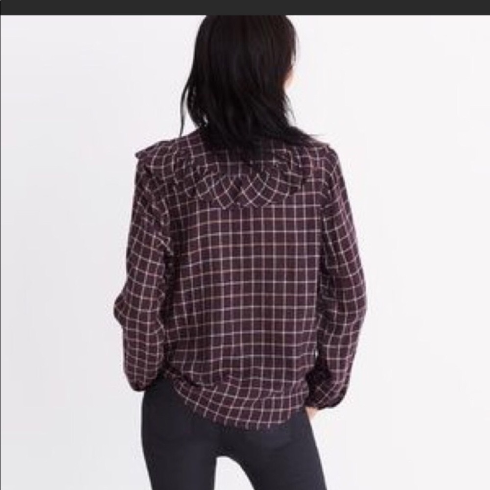 NWT Madewell Plaid Ruffle-Front Top - Picture 2 of 8